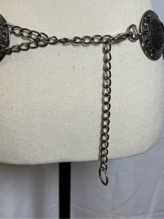 Vintage Chain Loop Metal Studs Detail Belt Viking Western Heavy Disk Bohemian